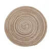 Vävt runt placemat bordmatta kudde värmebeständiga skålar kaffekoppar dalbanor porslin matta hem dekoration köksredskap