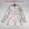 Chaquetas finas para hombre, chaqueta de marca de moda, ropa para exteriores, cortavientos largo, tela reflectante luminosa, lavado industrial pesado