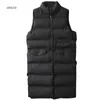 Höst vinter bomull väst kvinnor damer casual waistcoat kvinnlig ärmlös lång jacka smal passform varm puffer coat 210607