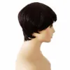 Человеческие волосы короткие парики для чернокожих женщин прямые Боб Пикси вырезать полный аппарат изготовлена ​​никто не шнурок передний парик с челкой