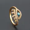 S2230 Fashion Jewelry Evil Eye Ring Rhinstone Blue Eyes Justerbara ringar