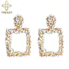 Boucles d'oreilles carrées de luxe pour femmes, strass, grand cristal, boucles d'oreilles géométriques, mode Modren, bijoux Dangle Chandelie8093621