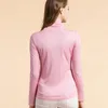 SuyaDream Women Silk Shirts Turtleneck Long Sleeved Solid Pullovers Slim Fit Bottoming Shirt Spring Autumn TOP XXXL 210322