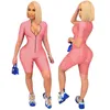 Desinger Mulheres Jumpsuits Macacões Bodysuit Workout Zipper Skinny Manga Curta V-Neck Onesies Abacaxi Pano Ladies Yoga Shorts 8510