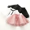 Meninas Tutu Saias Primavera Outono Casual 2-8 9 10 Anos Crianças Roupas de Bebê Escola Dança Bow Lace Tulle Saia para 210529