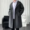 Heren Trench Coats Young Autumn Wind Breakher Jacket Long Hooded Oversize Loose Streetwear Fashion Casual Male Outerwear Viol22