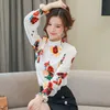 Autumn Fashion OL Women Shirts Elegant Printed Shirts Long Butterfly Sleeve Women Blouses and Tops Plus Size 6694 50 210527