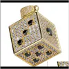 Iced Out Dice For Men Women Luxury Designer Mens Bling Diamond Cube Pendants Gold Silver Zircon Jewelry Love B2En Necklaces W69Ms14873119