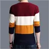 TFETTERS Brand-sweater Autumn Men's Long Sleeve T-shirt V-neck Slim Sweaters Knitted Striped Bottom Shirt Large Size M-4XL 211221