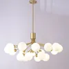 Lampes suspendues nordiques branche verre bulle abat-jour lustre éclairage moderne salon lampe chambre romantique or suspendus luminaires LED