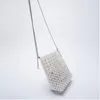 ZA Pearl Beaded Bag White Fairy Portable Messenger s mit Kette Damen Geldbörsen und Handtaschen Cross Body Woman 220224