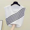 chic casual Summer Basic O-neck Sweater pullovers Women loose Knit Pullover female sleeveless Oversized Sweaters jumper 210604