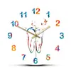 Wall Clocks Tooth With Butterflies Acrylic Fashion Printed Colorful Dental Health Modern Minimalist Quartz Mute Clock