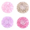 Women Girl Solid Color Double Layer Satin Night Hat Waterproof Sleep Caps Bath Headwear Hair Care Elastic Beanie