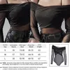 Womens Dames Sexy Mesh Heer Off Shoulder Långärmad Leotard Bodysuit Top Kvinnors Jumpsuits Rompers