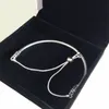 S925 Pulseras de plata esterlina para las mujeres Fit Pandora Charms Beads Classic CZ Diamond Basic Snake Chain Slider Pulsera dama regalo con caja original