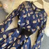 Femmes rétro mode maille dentelle broderie crochet fleur col rond à manches longues féminin a-ligne robe élégante Vestidos R793 210527