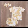 Sets Clothing Baby, Kids & Maternityborn Baby Girls Clothes Tie Dyeing Gradient Printing 3-Piece Outfit Short Sleeve Tie-Dye Print Top+Short