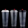 700 ml 24 oz Wegwerp Plastic Bekers Servies Koude dranken Sap Cup Dikker Transparante Drank Mok Met Deksel DH8576