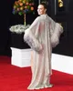 Silver Glitter Prom Dress Chic Feather Long Sleeves Sexy Side Split Evening Dresses Sweep Train Custom Made Robe De Soiree Red Carpet Gown