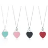 Heart Shape Solid Color Pendant Necklace Simple Women's S925 Sterling Silver Necklace, Suitable for Party or Wedding AA220304