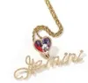 Nome personalizzato A-Z Heart Cursive Letter Photo Collana con ciondolo per uomo Donna Regali con catena di corda da 24 pollici