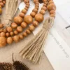 Quinta decoração de madeira natural tassel bead coradeira mão feita decoração de madeira beads cânhamo corda home pendurado mar navio rrd5710