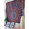 100% Pamuk Ekran Baskı Mandala 210x230 cm "Mavi-Yeşil" Goblen Duvar Hindistan'da El Yapımı Asılı Yatak Odası Goblenler Boho Yoga Mat 210609