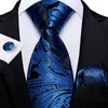 Fliegen Luxus Herren Königsblau Paisley Krawatte Set Taschentuch Manschettenknöpfe 8 cm breit Hochzeitsaccessoires Geschenk für Männer Drop