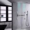 Silah Gri Termostatik Duş Bataryaları 62 * 32 cm LED Banyo Yağış Atomizasyon Masaj Duşları Set