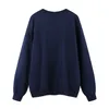 Oversize Girls Brodery Fleece Pullovers Spring-Höst Mode Ladies Vintage Loose Sweatshirts Streetwear Women Chic 210427