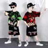 Zomer Jongens Kleding Set 2021 Kids Streetwear Clothing Set Top + broek 2 stks Tiener Kinderkleding 6 8 10 12 14 jaar MD21A023 x0802