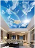 Niestandardowe zdjęcie tapety 3D Zenith Mural moda Modern Rainbow, niebieskie niebo i białe chmury sufit Fresco Malownicze papierowe papiery ścienne Dekoracja domu