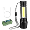 USB-oplaadbare LED-zaklamp XPE COB-fakkels gebouwd in 14500 batterij Zoomable IPX4 Waterdichte Camping Lamp Lamp 511