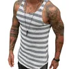 Hommes Knit Gym Tank Tops Rayé Tricoté Chemise sans manches Respirant Beach Wear Vêtements 210527