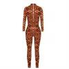 Kvinnors jumpsuits Rompers Animal Giraffe Mönster 3D Printing Jumpsuit Women Festival långärmad rolig nattklubb full-leng242c