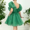 Manches bouffantes robes de bal courtes longueur au genou papillon appliques hors de l'épaule robes de soirée formelles femmes vert Cocktail robe de retour 2021 grande taille AL9386