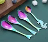 Magic Color Coffee Mixing Spoons Tablewarepuffer Fishes Seahorse Whales Dolphins Spoon Stainless Steel Marine Animal Dinnerware