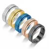 Colorful Stainless Steel Rotating Ring Unisex Jewelry Reduce Pressure Titanium Metal Frosted Rings