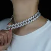 Hela isade bling hiphop män kvinnor smycken 5a baguett kubik zirkonia cz 20mm chunky kubansk choker halsbandskedjor281p