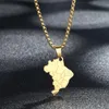 Pendant Necklaces Kinitial Fashion Brazil Map Men& Women Charm Stainless Steel Country Choker Geometric Jewelry Gift