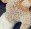 Ubranie wieczorowe ubrania kobiet Balqeesfathi Nawalelzoghbi Kylie Jenner Silver Crystal High Secon Długie rękaw Zuhair Murad Yousef Aljasmi myriam Fares Kim Kardashian
