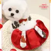 Winter Chinese New Year Dress Pet Clothes Tang Suit Cheongsam Cat Puppy Costume Skirt Wedding Dresses Small Dog Outfit