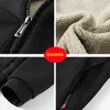 Chaqueta cálida de invierno con bolsillos y cremallera para hombre, abrigo térmico de lana gruesa negra y gris, chaquetas informales cortavientos para hombre de talla grande 6XL 7XL 8XL 211217