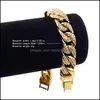 Lien, Chaîne Bracelets Bijoux Hip Hop Iced Out Bling Hommes Bracelet Mode Miami Cubain Lien Bracelet Mâle Hiphop Rappeur Cadeaux Drop Delivery 202