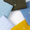 Erkek Geleneksel Fit Konfor-İlk Pamuk Oxford Gömlek Slim Fit Uzun Kollu Erkek Elbise Gömlek Rahat Düğme Aşağı Chemise Homme 210522
