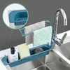 Kitchen Sink Drain Rack Creative PP Gel Drainage Rack Tableware Sponge Soap Drying Telescopic Sink Holder Storage Drain Basket 211110