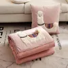 Blankets Velvet Fabric Thick Blanket Throw And Cushion Pillow Double Use Winter Coral Pile Alpaca For Living Room Sofa Car