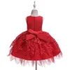 Kids Girl Princess Dress Toddler Bambini Estate senza maniche Solido Colore puro Bianco Rosa Rosso Blu Abito da ballo Abiti Abiti 0-5T Q0716