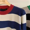 Spring Korean Knitted Striped Pullover Sweater Women Long Sleeve O-neck Vintage Fashion Casual Female Tops Sweaters 210513